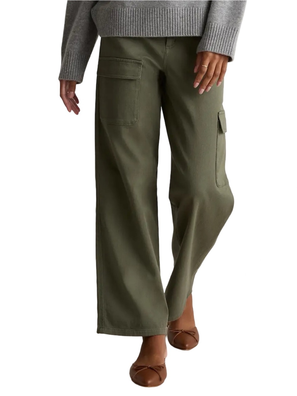 Quince NWT Women’s Size 4 Olive Green Organic Stretch Cotton Twill Cargo Pants
